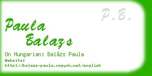 paula balazs business card
