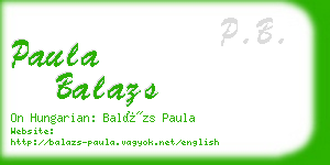 paula balazs business card